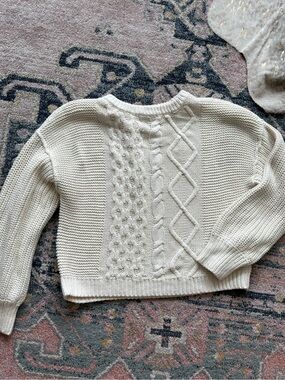 Free People cream cable-knit sweater size L